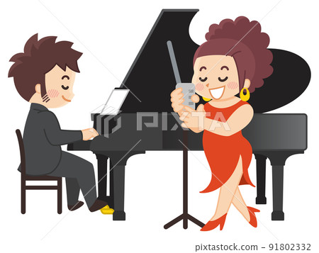 爵士樂表演爵士歌手和爵士鋼琴家 91802332