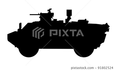 Combat fighting vehicle silhouette. LGS Fennek 2000 Germany. Black military battle machine vector icon, modern army transport. Combat fighting vehicle silhouette. LGS Fennek 2000 Germany. Black military battle machine vector icon, modern army transport. 91802524