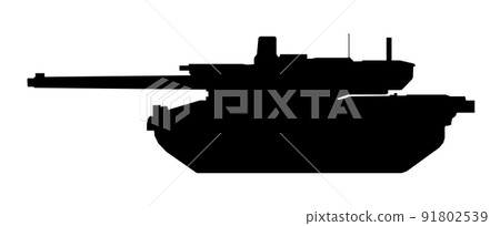 Tank silhouette. AMX Leclerc RT5 France. Black military battle machine vector icon, modern army transport. Tank silhouette. AMX Leclerc RT5 France. Black military battle machine vector icon, modern army transport. 91802539