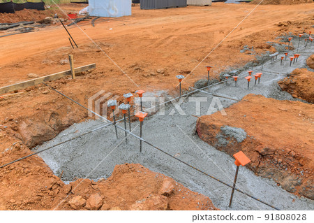 Reinforced concrete foundation construction on a strip foundation Reinforced concrete foundation construction on a strip foundation 91808028