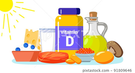 Vitamin D vector illustration Healthy eating and diet supplement 91809646