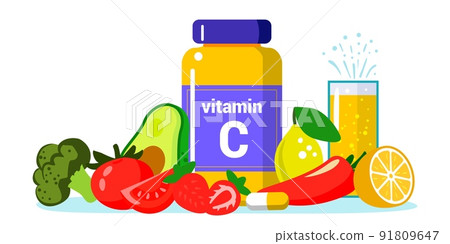 Vitamin C vector illustration Healthy eating and diet supplement 91809647