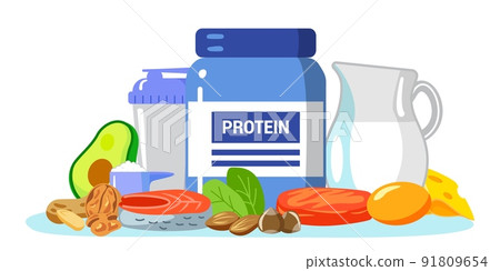 Protein vector illustration amino acid food menu persons Protein vector illustration amino acid food menu persons 91809654