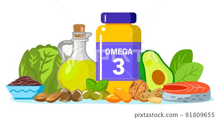 Omega 3 fat concept Food supplement and health care Omega 3 fat concept Food supplement and health care 91809655