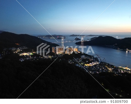 Night view of Nagasaki Port from the sky above Nabekanzan Observatory Night view of Nagasaki Port from the sky above Nabekanzan Observatory 91809700