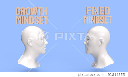 The  head and wood text for growth mindset concept 3d rendering 91814355