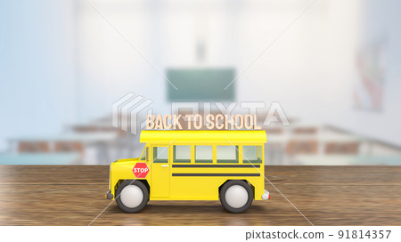 The schoolbus on wood table for back to school concept 3d rendering The schoolbus on wood table for back to school concept 3d rendering 91814357
