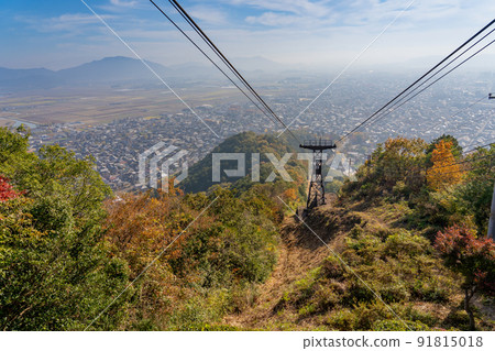 Omihachiman City, Shiga Prefecture, a steel tower on the Hachimanyama Ropeway overlooking the castle of Omihachiman 91815018
