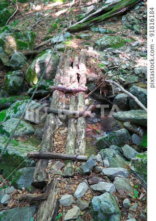 Maruki Bridge over the mountain stream to the Okunoin Temple on the Gozan Road 2 Mimasaka City, Okayama Prefecture 91816184