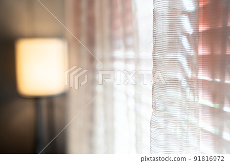 red orange pink curtain transperance from outside light with spar aromatherapy mood and tone. 91816972