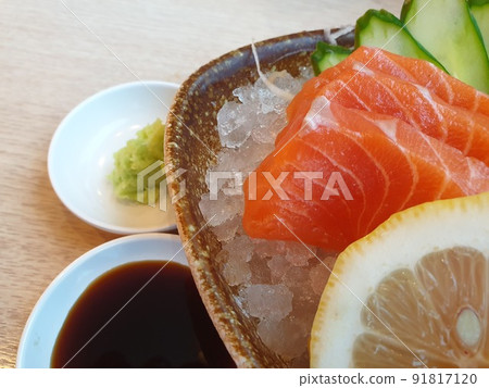 Japanese food sashimi salmon and sushi Japanese food sashimi salmon and sushi 91817120