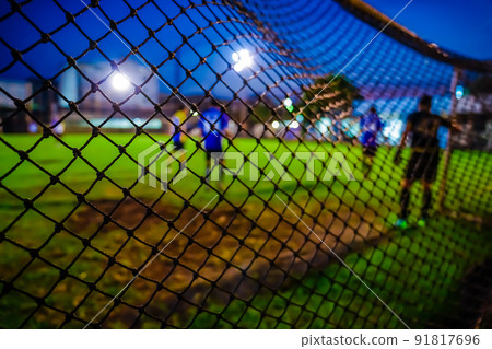 football goal net with blur background 91817696
