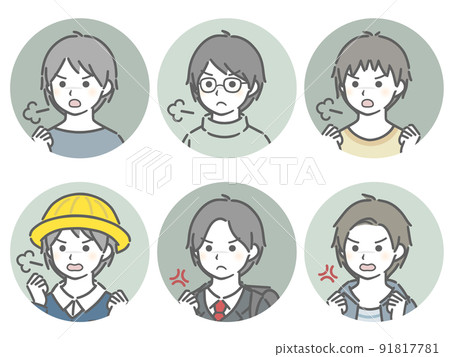 憤怒的男孩對角圓圈圖標集 憤怒的男孩對角圓圈圖標集 91817781