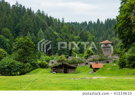 Bran Village Park with Bran Castle in Transylvania, Romania Bran Village Park with Bran Castle in Transylvania, Romania 91819610