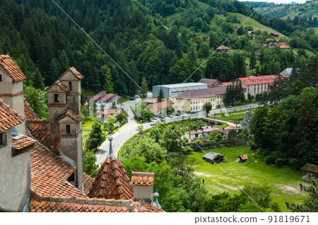 Scenery seen from Bran Castle, which became a model of Dracula Castle in Transylvania, Romania Scenery seen from Bran Castle, which became a model of Dracula Castle in Transylvania, Romania 91819671