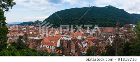 Old town skyline and black church seen from Brasov's black tower in Transylvania, Romania Old town skyline and black church seen from Brasov's black tower in Transylvania, Romania 91819716