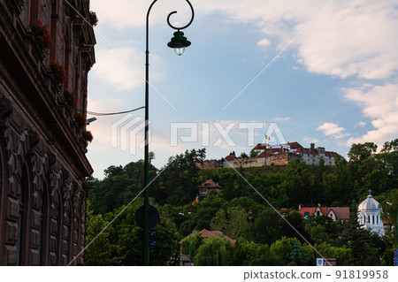 Citadel on a hill seen from the old town of Brasov in Transylvania, Romania Citadel on a hill seen from the old town of Brasov in Transylvania, Romania 91819958