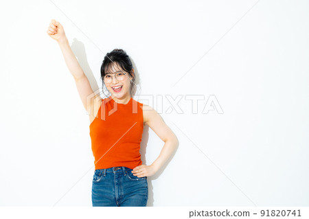 橙色無袖女人 橙色無袖女人 91820741