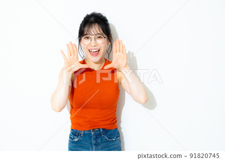 橙色無袖女人 橙色無袖女人 91820745