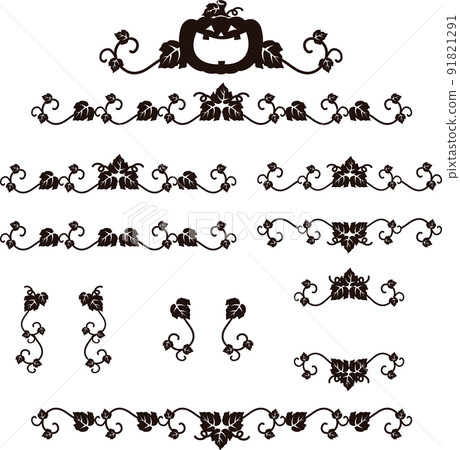 Halloween pumpkin decoration vine decoration line autumn October ruled line decoration ruled illustration material set 91821291