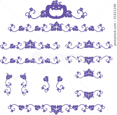 Halloween pumpkin decoration vine decoration line autumn October ruled line decoration ruled illustration material set 91821296