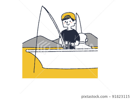 Men fishing on the lake People enjoying summer leisure 91823115