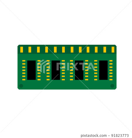 Computer Chip Hardware. Green microchip. Microprocessor and microcircuit icon Computer Chip Hardware. Green microchip. Microprocessor and microcircuit icon 91823773
