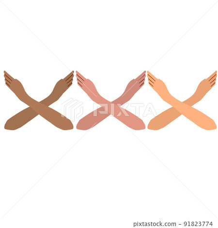 Break the bias. Gesture of crossed arms. Social movement of Women Break the bias. Gesture of crossed arms. Social movement of Women 91823774
