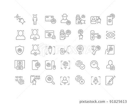 Biometrics. Collection of perfectly thin icons for web design, app, and the most modern projects. The kit of signs for category Technology. Biometrics. Collection of perfectly thin icons for web design, app, and the most modern projects. The kit of signs for category Technology. 91825613