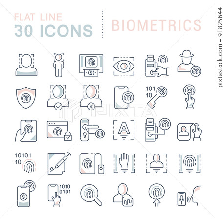 Set of vector line icons of biometrics for... - Stock Illustration ...