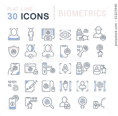 Set of vector line icons of biometrics for... - Stock Illustration ...