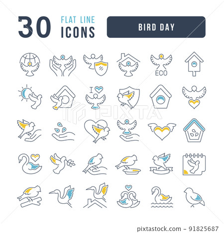 Set vector line thin icons of bird day in linear design for mobile concepts and web apps. Collection modern infographic pictogram and signs. 91825687
