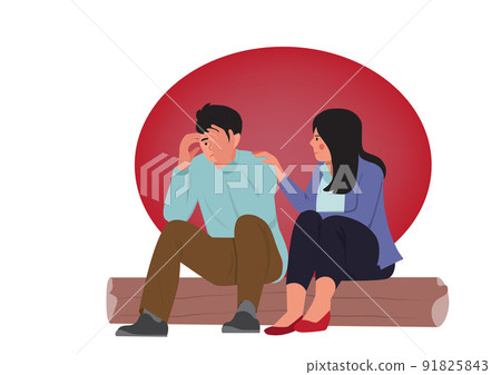 friendship of friends The concept of comfort, sympathy, and reduced levels of sadness. vector illustration 91825843