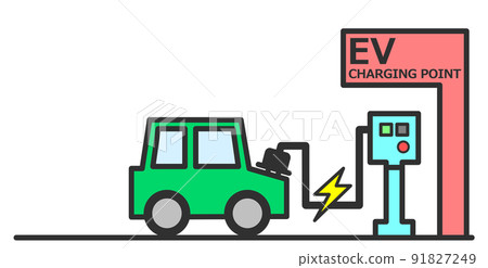 Illustration of EV charging equipment for charging electric vehicles Illustration of EV charging equipment for charging electric vehicles 91827249