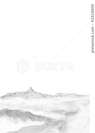 Postcard in mourning [Yarihodaka mountain range seen from Mt. Azumaya] Black and white 91828609