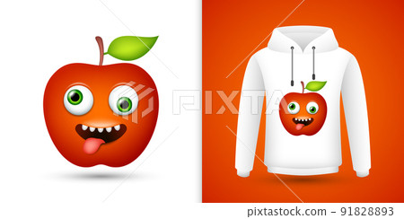 Apple on white sweatshirt hoodie. Vector 91828893
