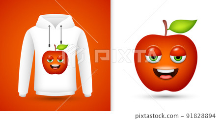 Apple on white sweatshirt hoodie. Vector Apple on white sweatshirt hoodie. Vector 91828894