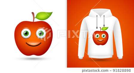 Apple on white sweatshirt hoodie. Vector 91828898