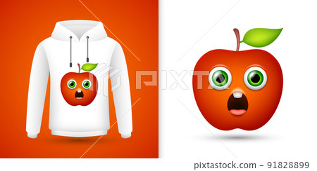 Apple on white sweatshirt hoodie. Vector 91828899