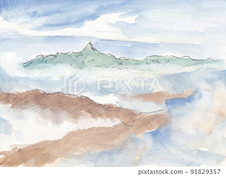 Yarihotaka mountain range, seen from Mt. Shia Yarihotaka mountain range, seen from Mt. Shia 91829357