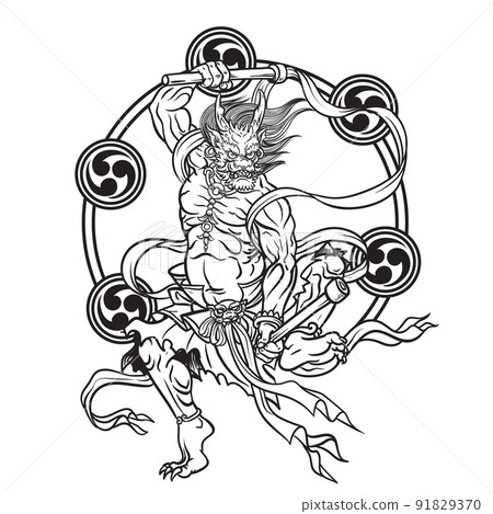 Thunder god Raijin  of Japan 91829370