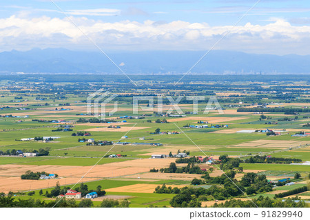Summer Ishikari Plain seen from Maoi Literature Table, Naganuma Town, Hokkaido [July] 91829940