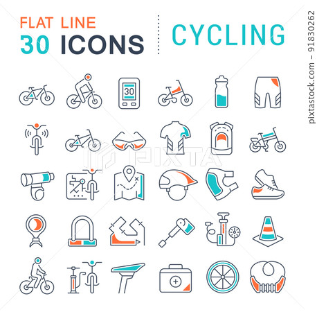Set Vector Line Icons of Cycling. 91830262