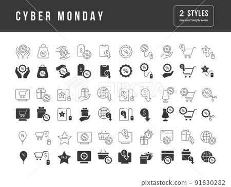 Vector Simple Icons of Cyber Monday 91830282