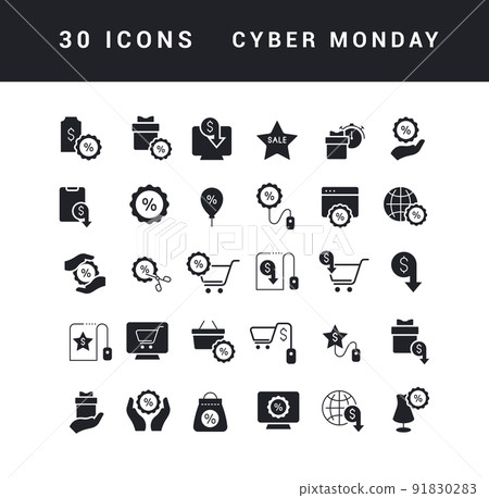 Vector Simple Icons of Cyber Monday 91830283