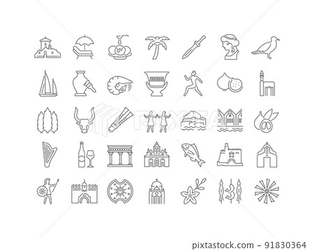 Set of linear icons of Crete Set of linear icons of Crete 91830364