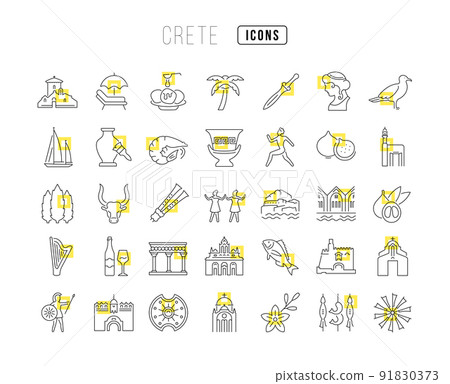 Set of linear icons of Crete Set of linear icons of Crete 91830373