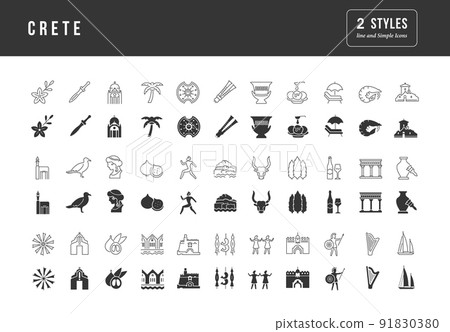 Set of simple icons of Crete 91830380