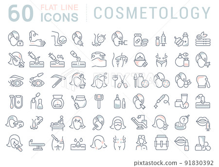 Set Vector Line Icons of Cosmetology. Set Vector Line Icons of Cosmetology. 91830392