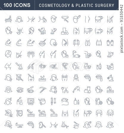 Set Vector Line Icons of Cosmetology and Plastic Surgery. Set Vector Line Icons of Cosmetology and Plastic Surgery. 91830442